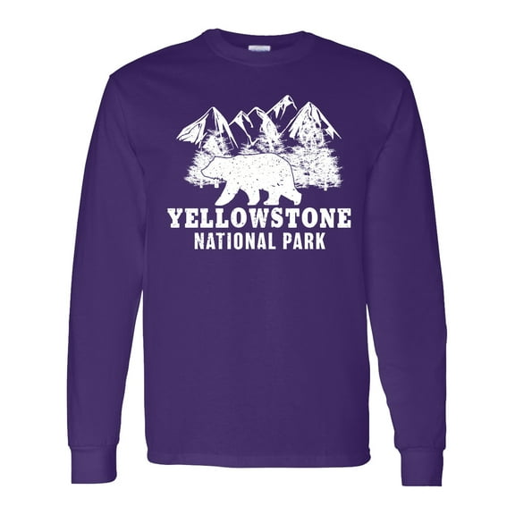 Inktastic Yellowstone National Park with Bear Mountains and Trees Long Sleeve T-Shirt