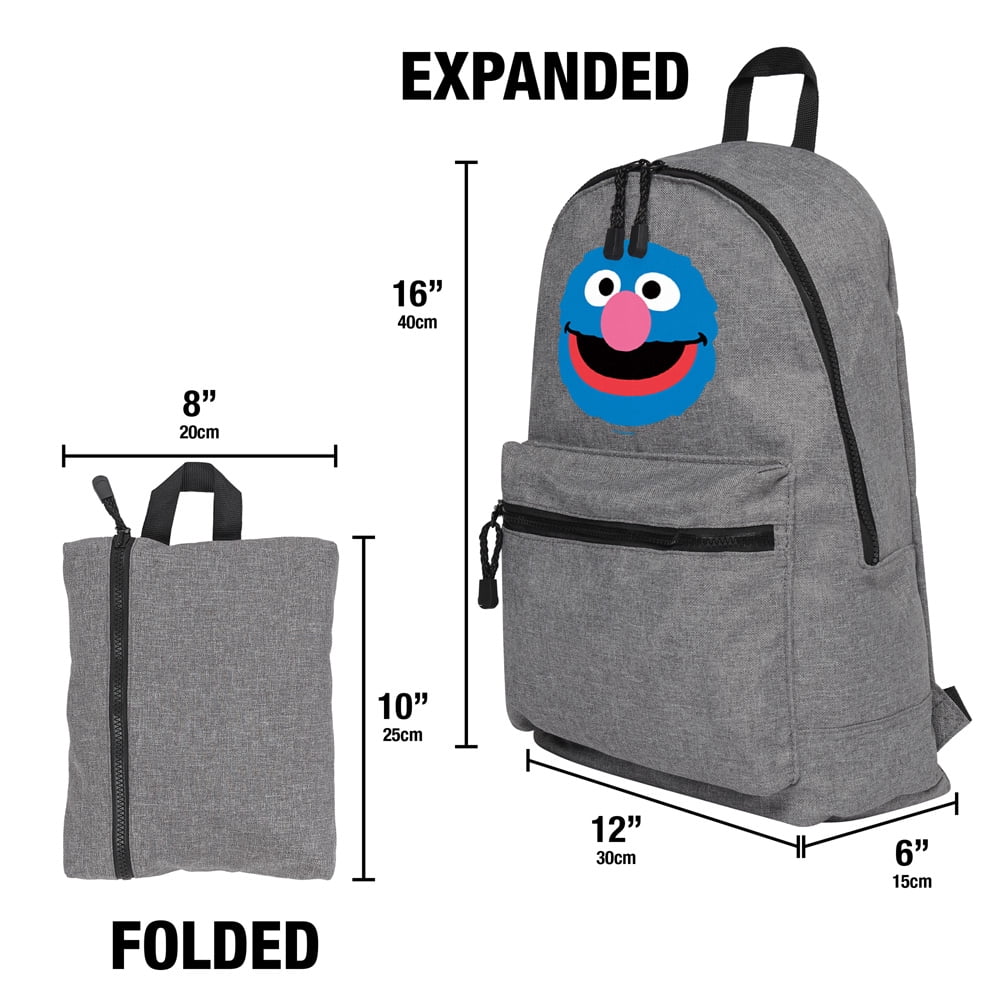 Sesame Street Grover Head Lightweight Backpack for Work School Daily Use Packable for Travel