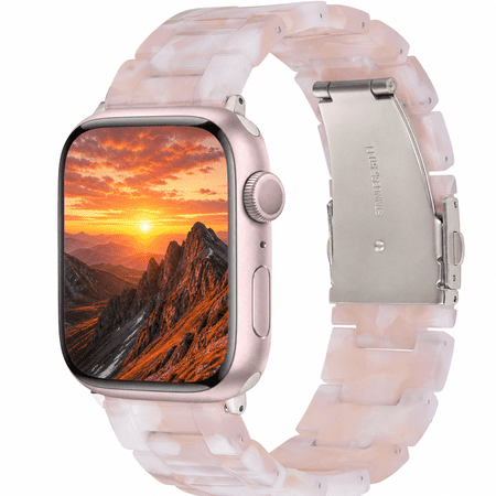 Resin Bands Compatible with Apple Watch 46mm 45mm 42mm 49mm 41mm 40mm 38mm Lightweight Fashion Cute Strap with Starlight Stainless Steel Buckle for iwatch Series 11/10/9/8/7/SE/6/5/4/3/2/1