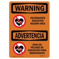 thumbnail image 1 of SignMission OS-WS-A-1218-L-12747 12 x 18 in. OSHA Warning Sign - Pacemaker Radiation Hazard Area Bilingual, 1 of 1