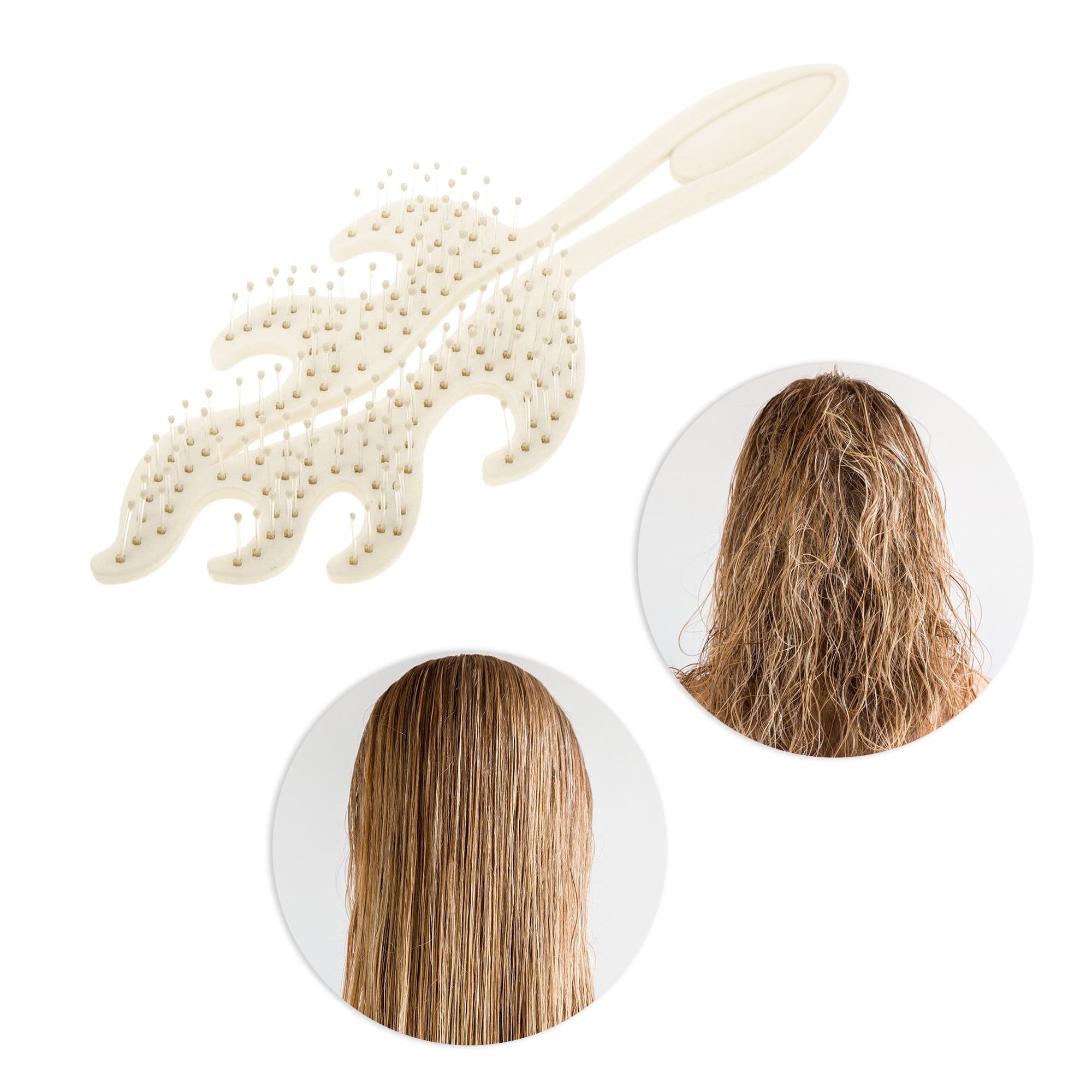 Unique Bargains 1 Pc Solid Flame Hollow Comb Hair Brush for All Hair Types Beige