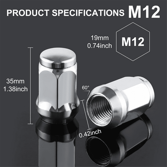M14x1.5 Wheel Lug Nuts, One-Piece Design Bulge AcornChrome Lug Nuts