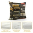 thumbnail image 4 of JEUXUS  Music Throw Pillow Cover  Vintage Audio Record Cassette Tapes Rectangle Pillow Cases Home Decorative Cushion Cover for Bed Sofa Black Beige, 4 of 5