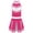 Hot Pink, variant on DPOIS Kids Girls Cheer Leader Costume Tops with Pleated Mini Skirt Set A Red&White 10