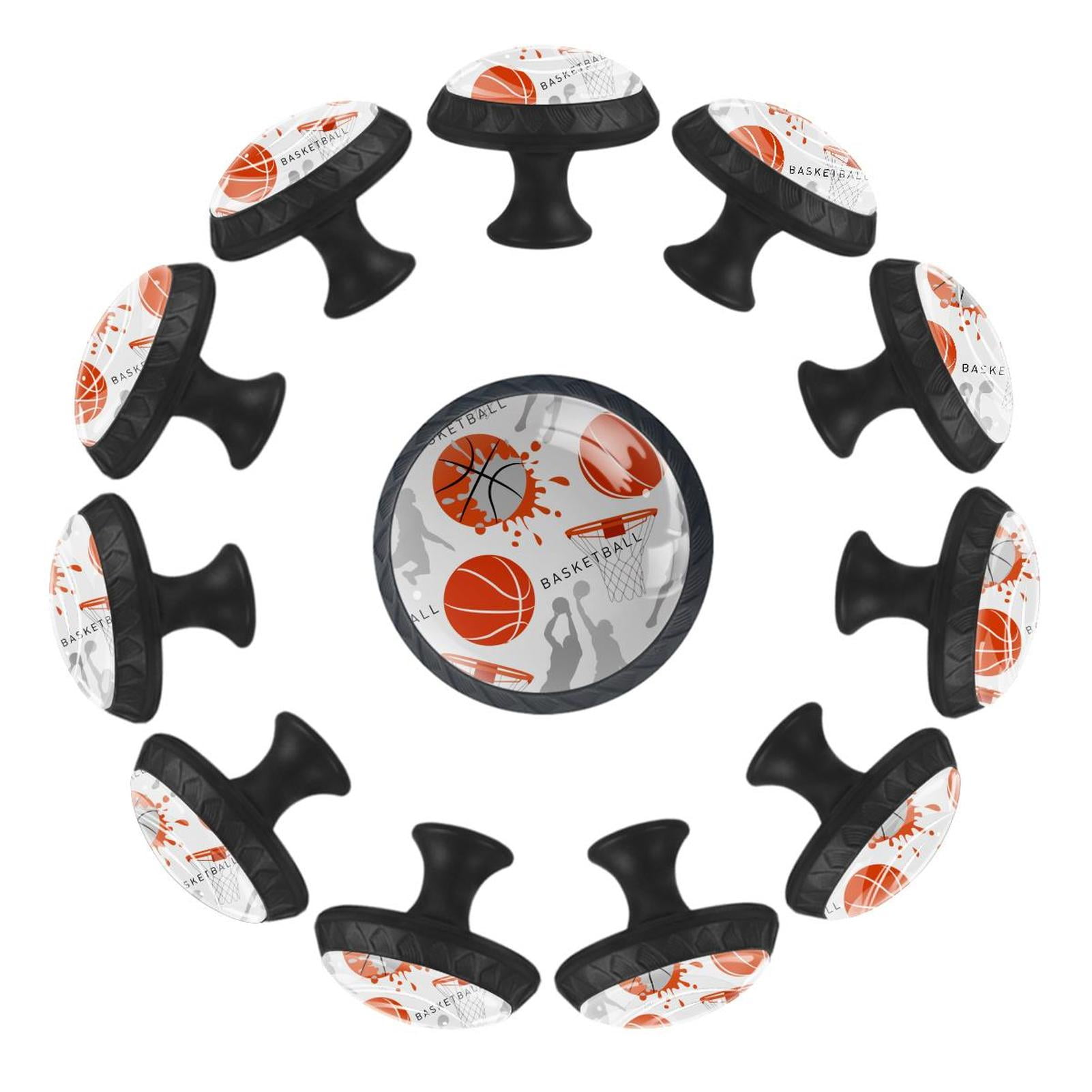 12 Pack Round Crystal Glass Knobs Basketball Pull Handle for Kitchen