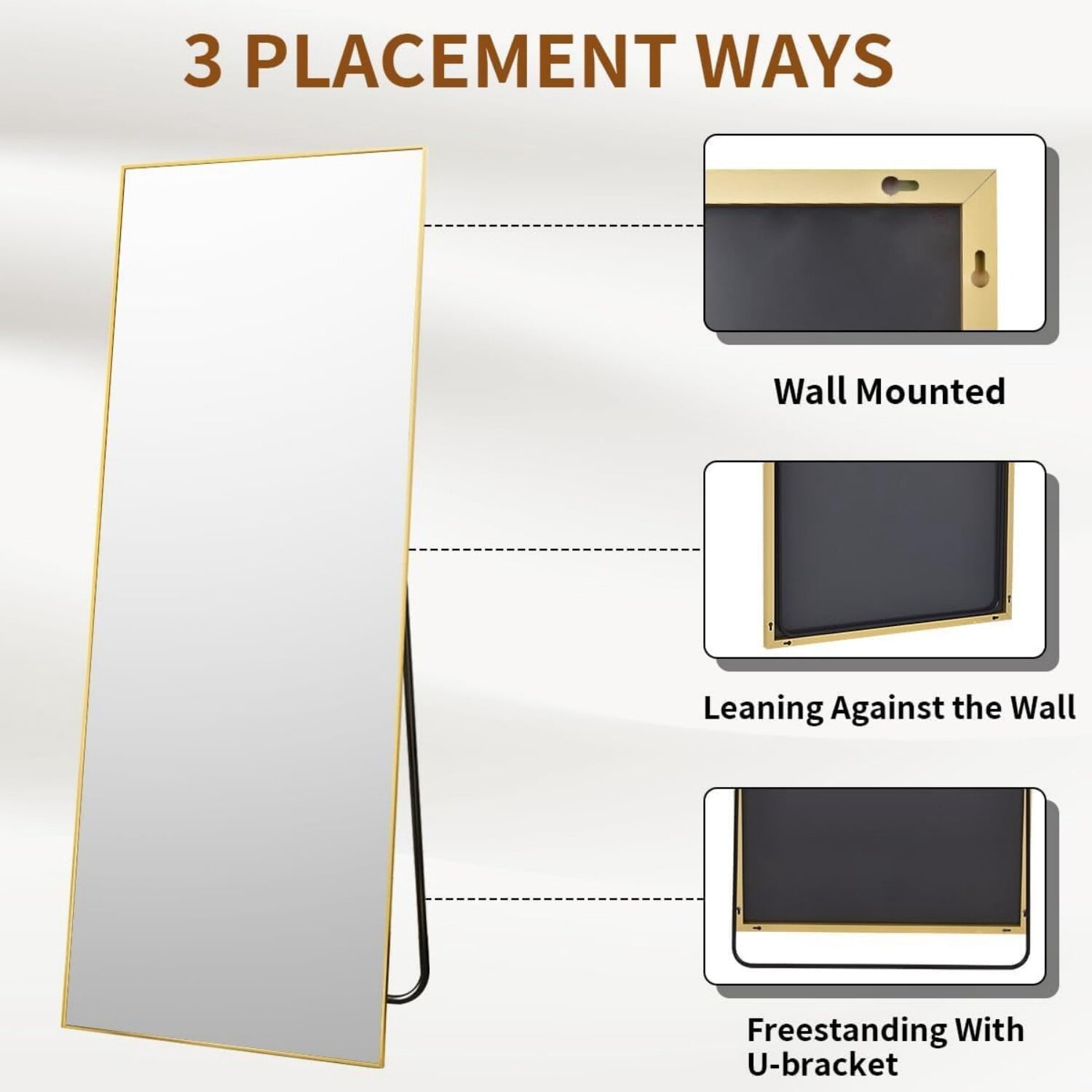 Easy4Home 65"x24" Rectangular Full Length Mirror Freestading Full Body Floor Mirror, Black