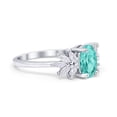 thumbnail image 2 of Art Deco Oval Ring Simulated Paraiba Tourmaline CZ 925 Sterling Silver Size 10, 2 of 5