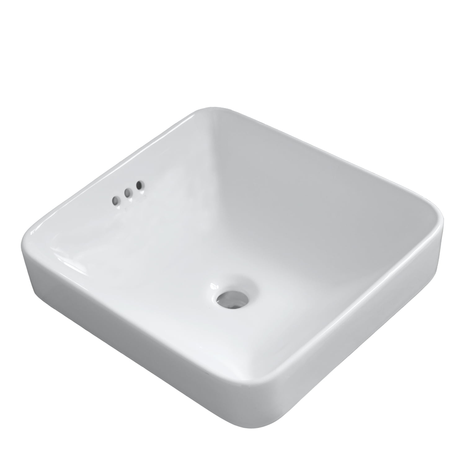 WinZo WZ6179 Thin Square Bathroom Vessel Sink For Vanity Cabinet White 