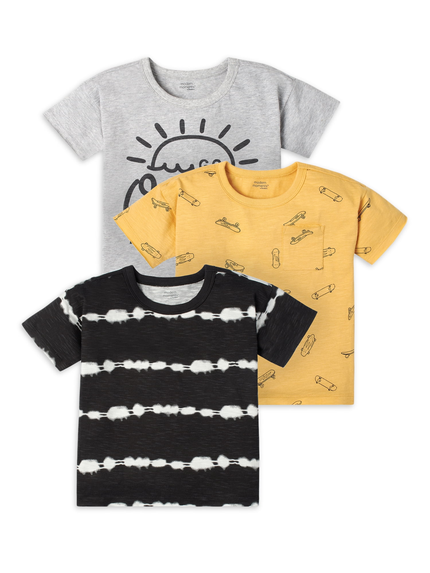 Modern Moments by Gerber Baby and Toddler Boy Short-Sleeve T-Shirts, 3-Pack, Sizes 12M-5T