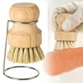 thumbnail image 2 of 1Pc Bamboo Dish Brush with Holder - Natural Dish Scrub Brush for Cleaning Dishes,Fast Dry Design Kitchen Dish Brush for Sinks & Pots,Durable Scrubber Cleaning Set for Cleaning Pots,Pans & Vegetables, 2 of 9