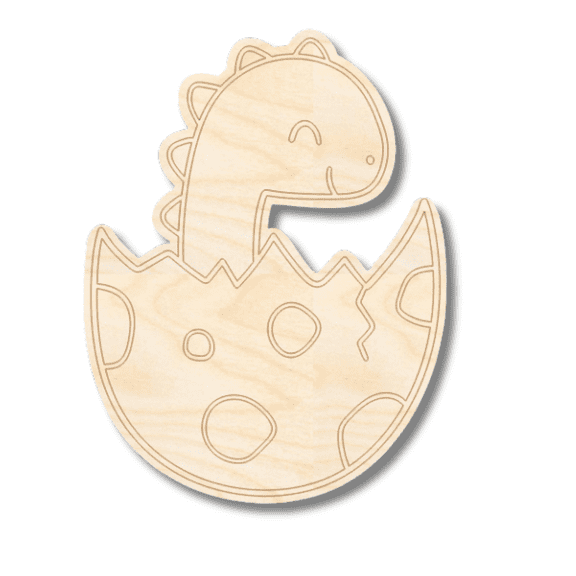Unfinished Wood Etched Baby Dinosaur Shape | Paint By Line Crafts 5" / 1/8"