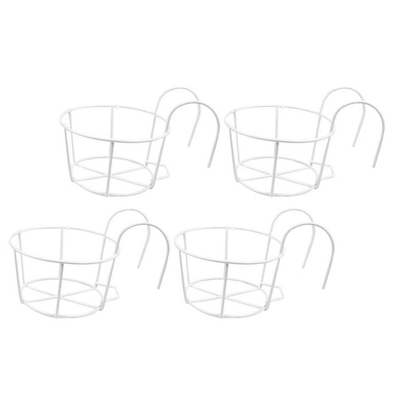 SEWCHICS Hanging Planter Bracket White Iron for Balcony Plant Hanger 4Pcs