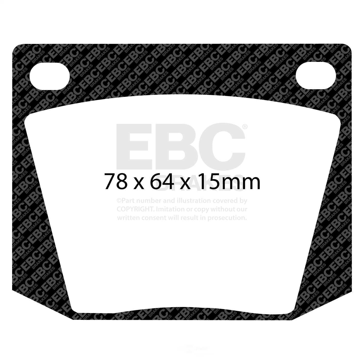 EBC Brakes DP2169 Greenstuff 2000 Series Sport Brake Pads, FMSI Pad No. D002 Pad Dimensions: 78 x