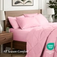 thumbnail image 3 of Ivy Union 7 Piece Diamond Stitched Comforter and Sheet Set - Comfy, Breathable, All Season - Queen, Light Pink, 3 of 9