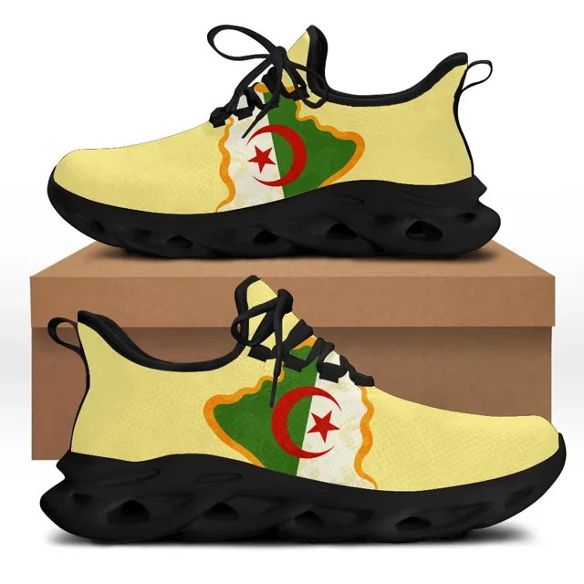Zapatos planos informales con diseño de la bandera de Argelia para mujer, zapatillas de deporte a la moda con cordones, zapatos para caminar, calzado de playa para mujer