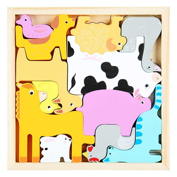 Kids Wooden Vehicle Food Number Cognition Puzzle Learning Educational Toy