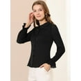 thumbnail image 4 of INSPIRE CHIC Women's  Peter Pan Collar Tops Contrast Panel Work Button Down Shirt, 4 of 6