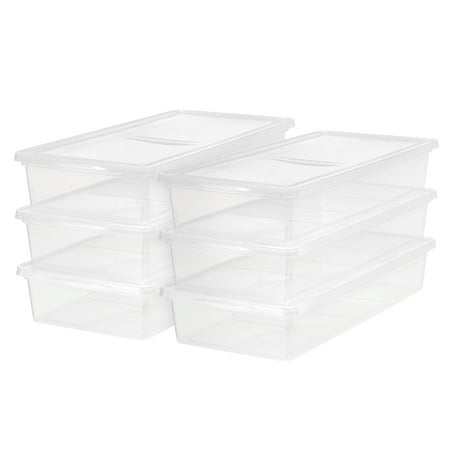 Mainstays 41 Qt. Underbed Plastic Storage Bins with Lids, Storage Containers, 6Pk