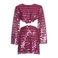 thumbnail image 6 of Sequins Hollow Out Mini Dress Woman Fashion Long Flare Sleeve Slim Glitter Dresses High Street Evening Party Club Mini Vestido, 6 of 6