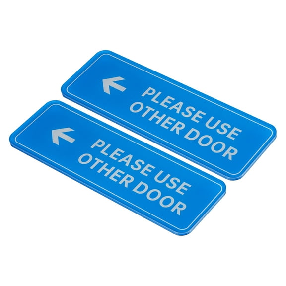 Uxcell 9"x3" Please Use Other Door Left Arrow Sign Acrylic Adhesive Door Sticker Blue 2 Pack
