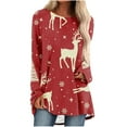 thumbnail image 2 of Blouses pour Femmes Imprimé Décontracté Noël Manches Longues Col Rond Grandes Tailles Blouses pour Femmes en Solde, 2 of 5