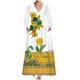 thumbnail image 1 of Moda mujer otoño estampado casual cuello pico cremallera manga larga vacaciones bolsillos vestido Fridja  yut5843, 1 of 5
