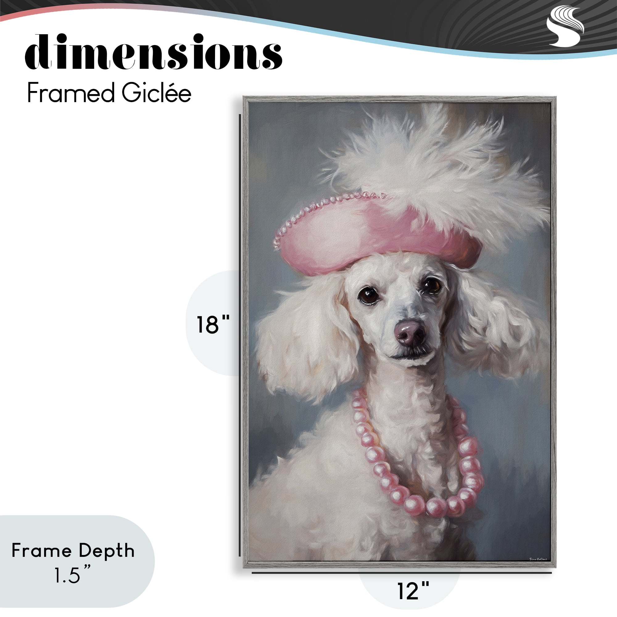 Stupell Industries Beautiful Collette Pup Gray Framed Giclee Art, design by Tina LeCour