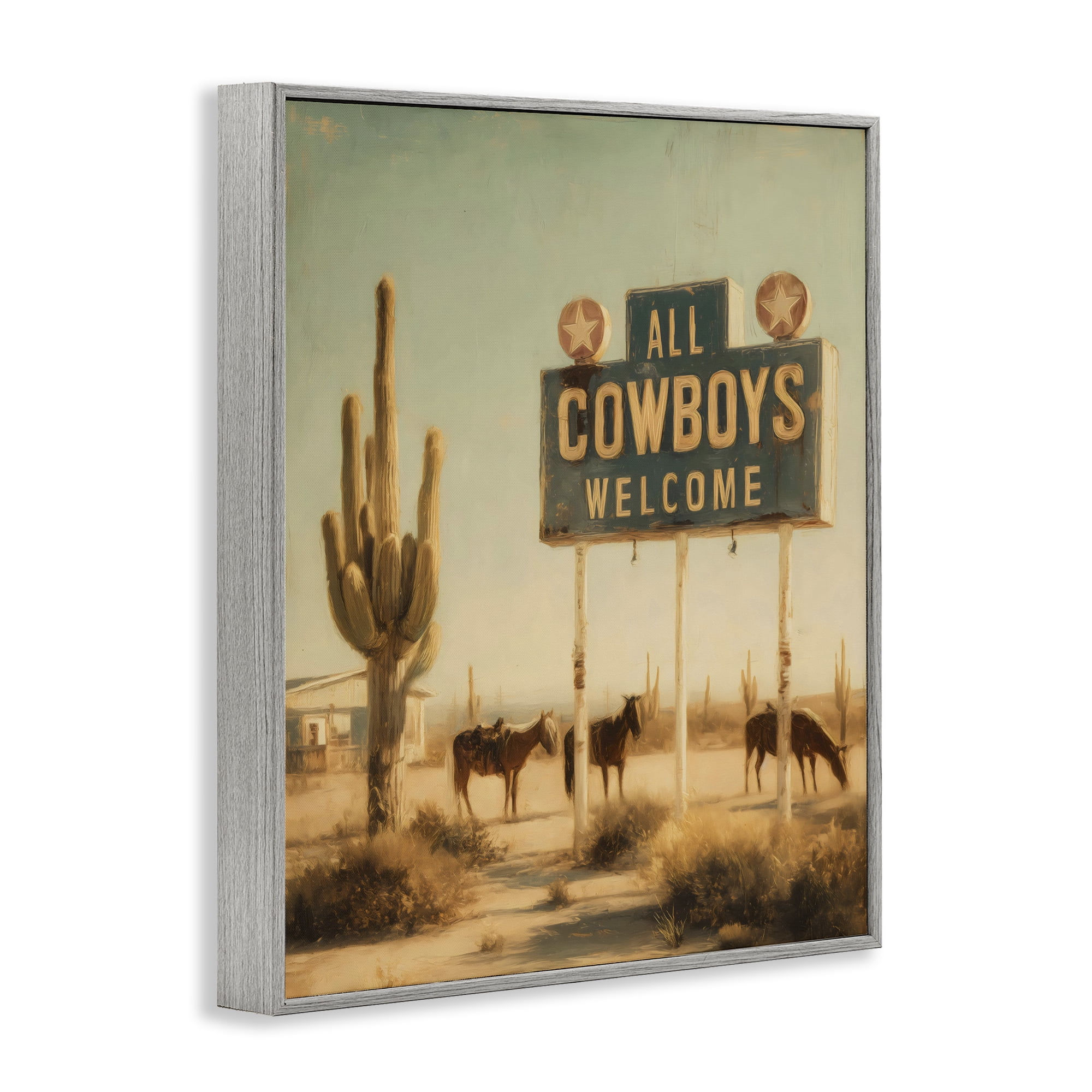 Stupell Industries All Cowboys Welcome Desert Gray Framed Giclee Art, design by Arlington Prints
