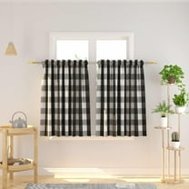 Black & White Buffalo Check Kitchen Tier Curtais 36 inches Long Plaid Gingham Rod Pocket Classic Cafe Curtains Country Farmhouse Kitchen Short Curtains 2 Panels
