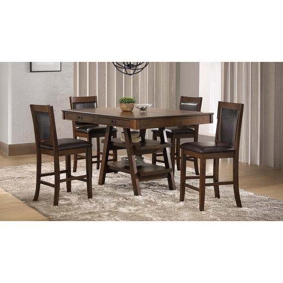 Coaster Dewey 5-Piece Rectangular Dining Table Set, Walnut