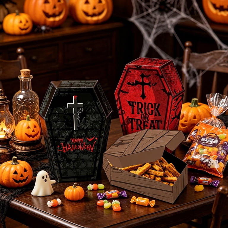Halloween Candy Boxes Coffin Shape Treat Paper Boxes, Halloween