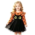 thumbnail image 3 of Kogui Toddler Girls Winter Long Sleeve Tutu Sundress Holiday Halloween Casual Party Attire (Orange, 5-6 Years), 3 of 9