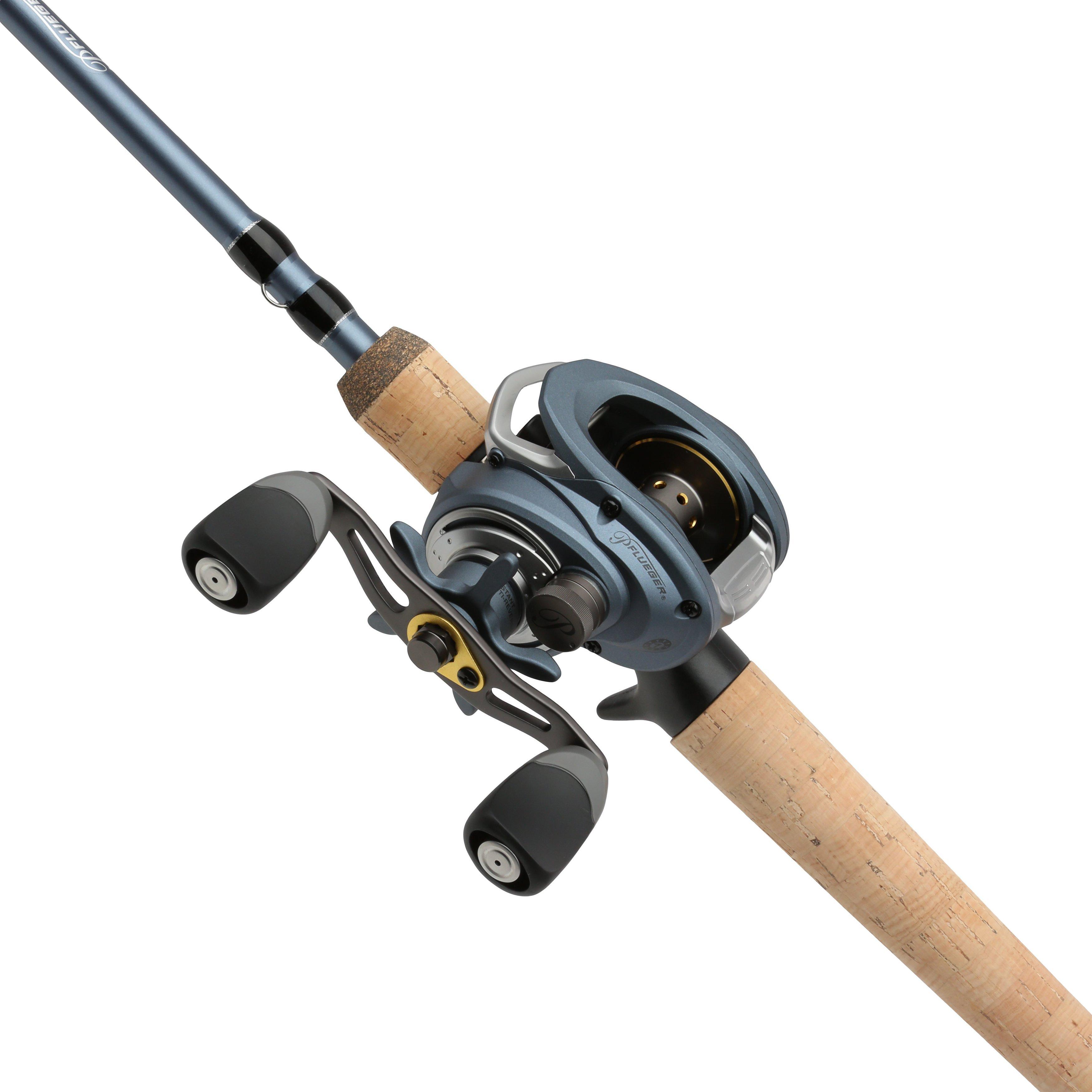 Pflueger President Baitcast Fishing Combo, 7' Medium Heavy Rod, Left-Handed Reel