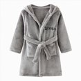 thumbnail image 4 of NOLDARES Boys Girls Robe Fleece Hooded Soft Toddler Bathrobe Cute Boys Bathrobe Fuzzy Plush Robes for Kids,Grey,3-4 Y, 4 of 4