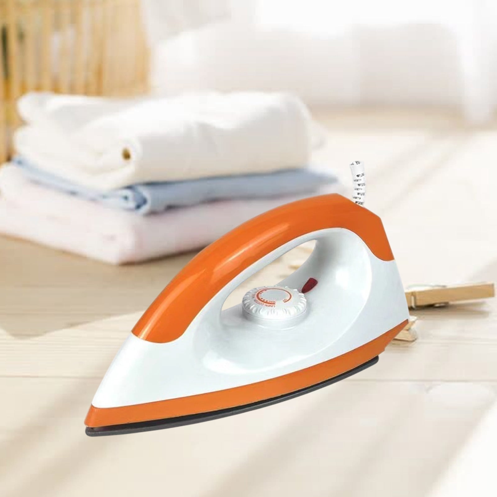 Home Dry Clothes Iron,Temperature Adjustable Ironing Device for Fabric Wrinkle Removal,Sleek Soleplate Fast Heating for Nylon Silk Wool Linen,Ideal for Home Ironing and Office Garment Care-Orange