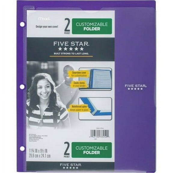 Customizable Plastic Folder 2 Pocket Purple - Five Star