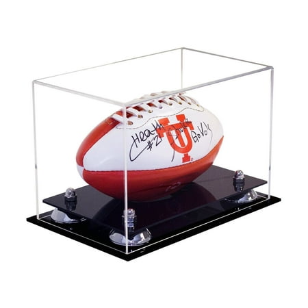 Miniature Football Display - Deluxe Clear Acrylic MINI - Miniature (not full size) Football Display Case with Silver Risers (A005-SR)