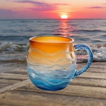 Sea Glass Sunset Mug 12oz Beach Theme Gradient Sunset Color Wave Pattern Glass Mug