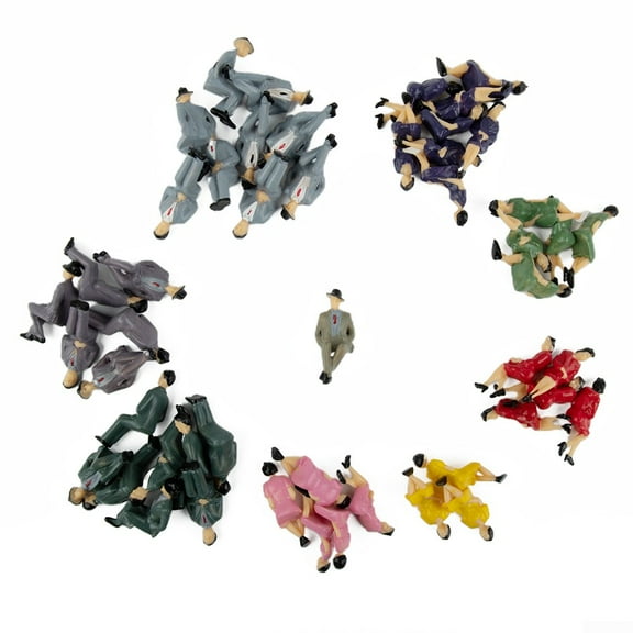 50Pcs Sitting Plastic Figures 1:32 Miniture People Human People Painted Mixed