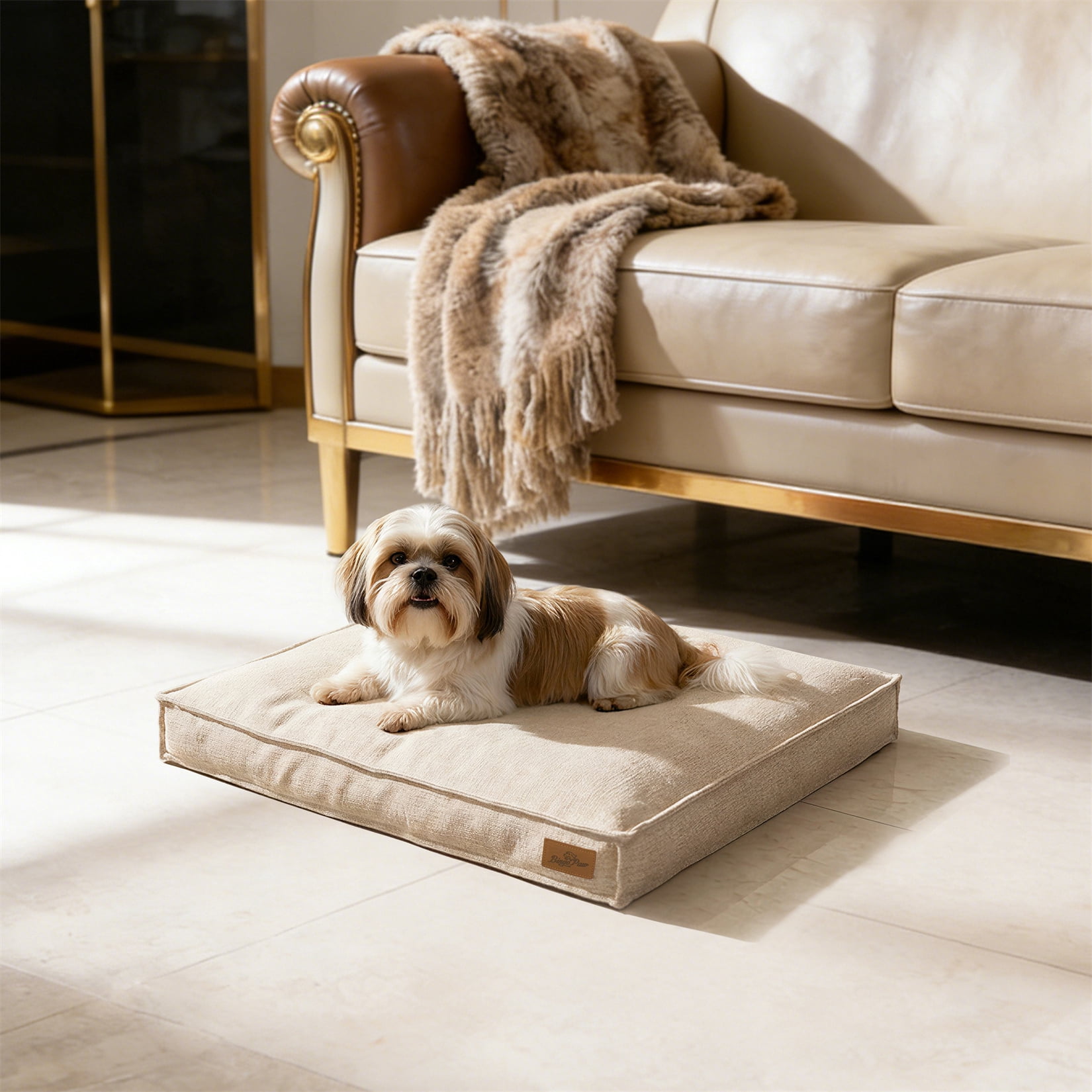 Comfort Dog Bed Pet Pillow Bed Linen Cover Foam Base Cozy Sleep Bed Pet Mat for Cats Kennels M
