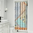thumbnail image 2 of Small Stall Narrow Shower Curtain 36"W x 72"L – Tropical Bohemian Leaves, Mid-Century Abstract Boho Botanical Bathroom Decor, Vintage Floral Palm Leaf Pattern, Rustic Tribal Folk Style, 2 of 5