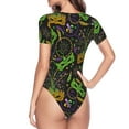 thumbnail image 4 of Naloa Carnival Mardi Gras3 Women's Short-Sleeved Onesie, One-Piece Swimsuit for Parties, dates, clubs - Large, 4 of 9