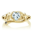 thumbnail image 2 of Gem Stone King 0.74 Ct Sky Blue Aquamarine Blue Created Sapphire 18K Yellow Gold Plated Silver Ring, 2 of 4