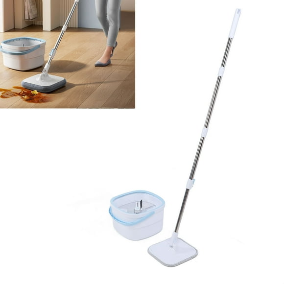 Spin Mop and Bucket Set, Self Wringing 360 Degree Rotating Dirty and Clean Water Self Separation Microfiber Spin Mop for Tile