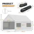 thumbnail image 5 of Aoodor 20 x 12 FT. Vehicle Carport Canopy Portable Garage Party Canopy Tent Boat Shelter, Heavy Duty Metal Frame with Removable Rool-up Sidewalls and Doors, White, 5 of 10