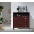 thumbnail image 2 of Hodedah 3-Drawer Dresser with 1-Open Shelf in Mahogany, 2 of 6