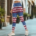 thumbnail image 4 of COEQINE Women Buttery Soft Yoga Leggings with Pockets Tummy Control Breathable High Waisted Gym Pants 4-Way Stretch Hip Lift Tights for Biking, Paw Print Star American Flag, 2XL, 4 of 7