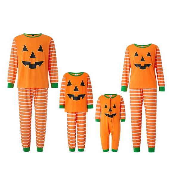 Conjuntos de pijamas familiares a juego Fiomva, ropa de dormir de calabaza de Halloween para bebés, adultos y niños, conjunto de pijamas festivos