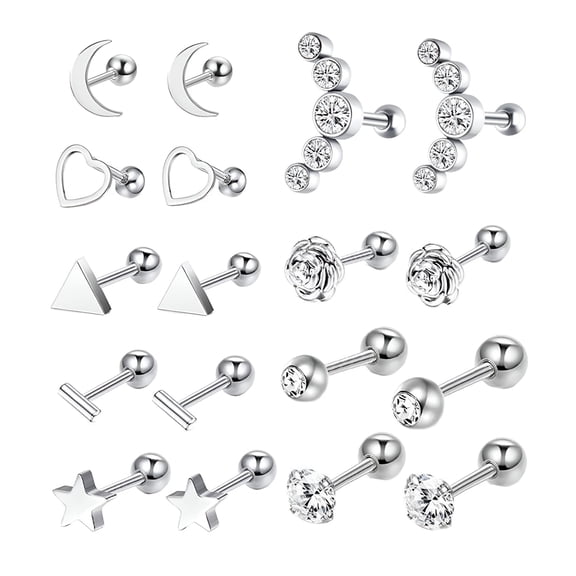 DESIGNICE Earrings Flat Back Flower Disc Ball Heart Hypoallergenic 16G Ear for Men Women