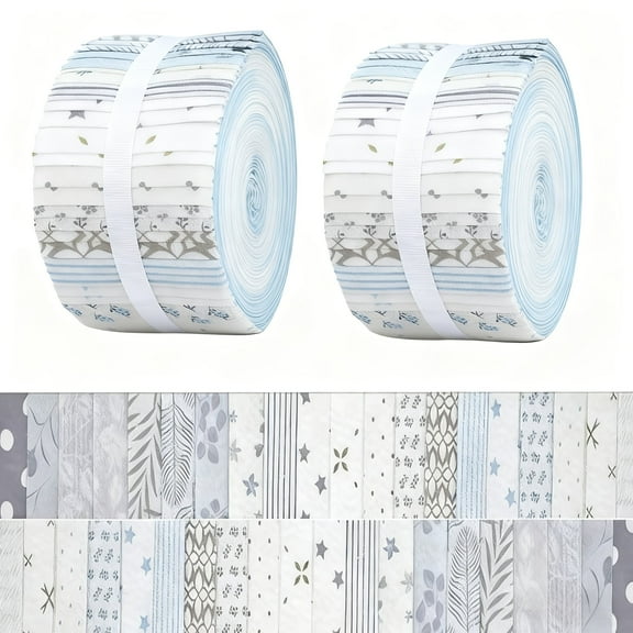 40Pcs Jelly Roll Fabric Strips for Quilting and Sewing, 2.6" x 20" Precut Cotton Fabric for DIY Craft Handmade Accessories, Winter Dream Series